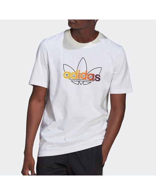 Adidas White Originals Sprt Graphic Logo Printing Sport Round Neckshort Sleeve for men