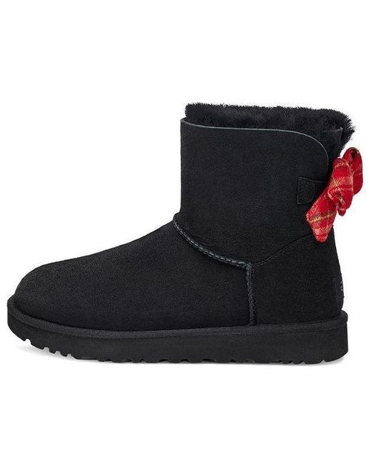 Ugg Black (Wmns) Mini Bailey Bow Plaid Ribbon
