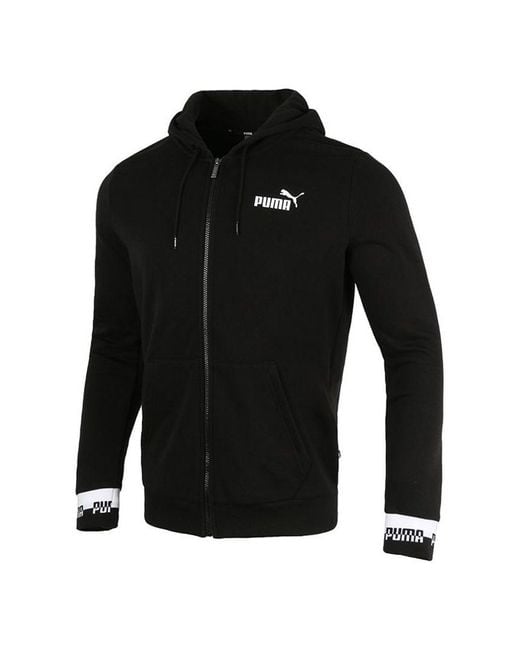PUMA Black Amplified Full-Zip Hoodied Jacket for men