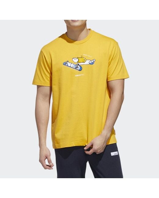 Adidas Yellow Neo Crossover Printing Sports Short Sleeve for men