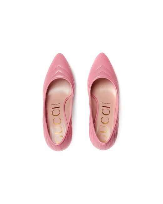 Gucci Pink (Wmns) Nappa Matelasse Marmont Mid Heel Pumps 'Wild Rose'
