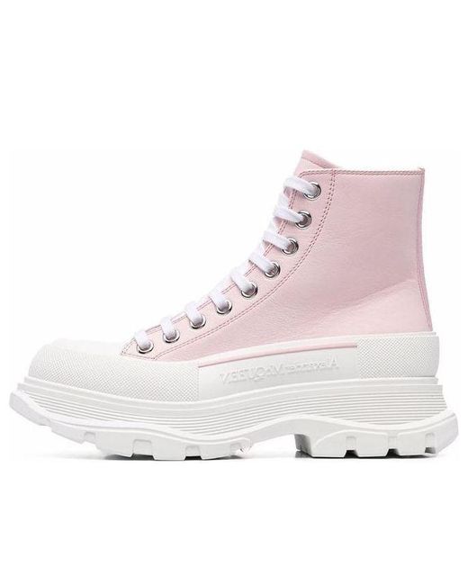 Alexander McQueen Pink Leather Ankle Boots