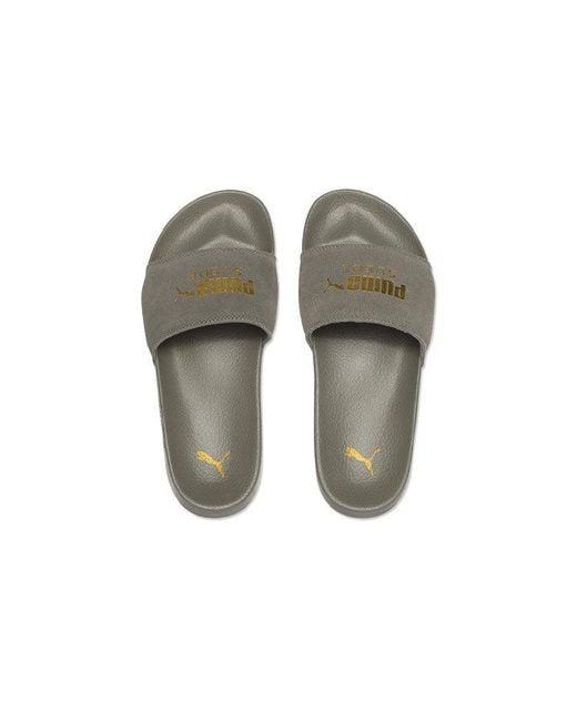PUMA Gray Leadcat Suede Slippers for men