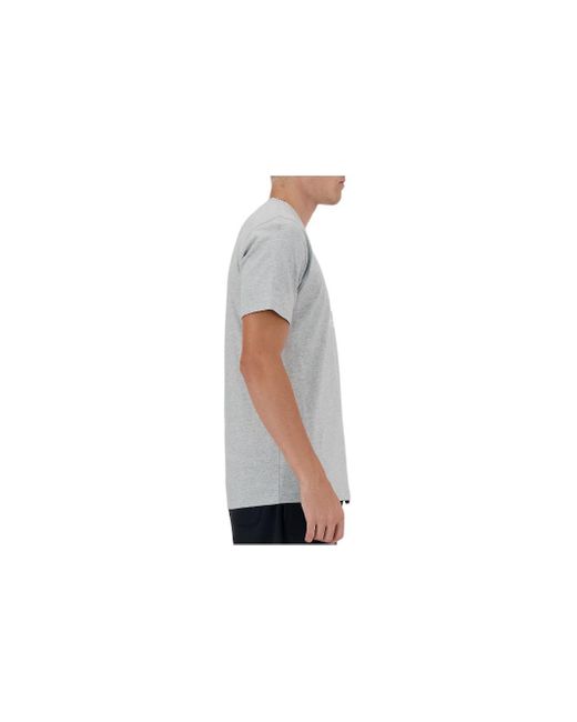 New Balance Gray Essentials Stacked Logo T-shirt for men