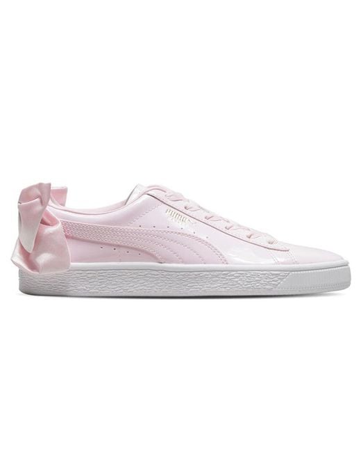 PUMA Pink (Wmns) Basket Bow Patent Casual Shoes