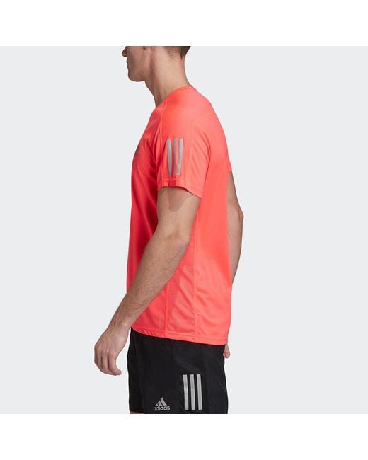 Adidas Pink Own The Run Tee Running Sports Reflective Stripe Round Neck Short Sleeve for men