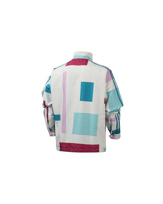 Adidas Blue Originals Sports Plaid Casual Windproof Stand Collar Jacket for men