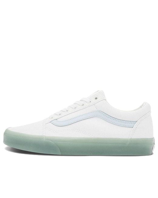 Vans White Old Skool Side Stripe Lightweight Wear-Resistant Low Top Casual Skate Shoes for men