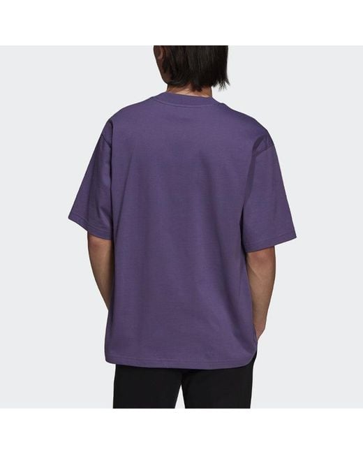 Adidas Purple Originals C Tee Solid Color Small Label Loose Sports Short Sleeve Couple Style for men