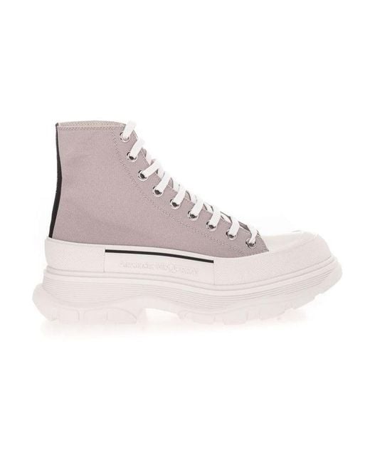 McQueen Gray Canvas Tread Slick High Top Sneakers for men