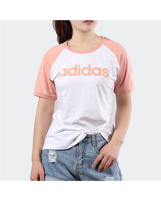 Adidas White (Wmns) Neo Colorblock Logo Printing Short Sleeve