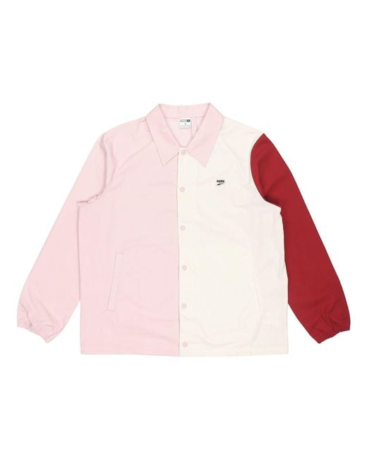 PUMA Pink Embroidered Small Label Contrasting Colors Sports Woven Logo Jacket for men