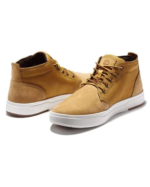 Timberland Brown Davis Square Chukka Leather And Fabric Boots 'Wheat' for men