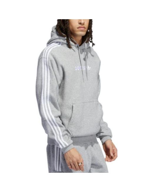 Adidas Gray Originals Comfort 3-Stripes Hoodie 'Heather' for men