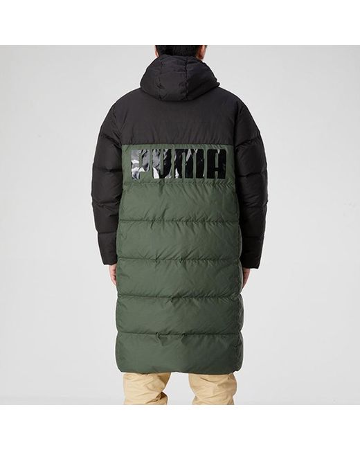 PUMA Green Long Oversized Down Jacket for men