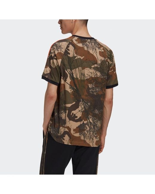 Adidas Brown Originals Camo Aop Tee Camouflage Printing Stripe Sports Short Sleeve for men