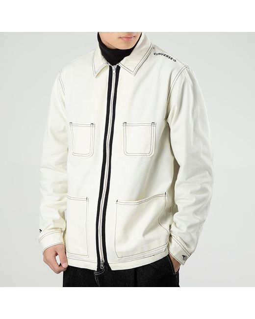 Converse White Pocket Woven Long Sleeves Jacket for men