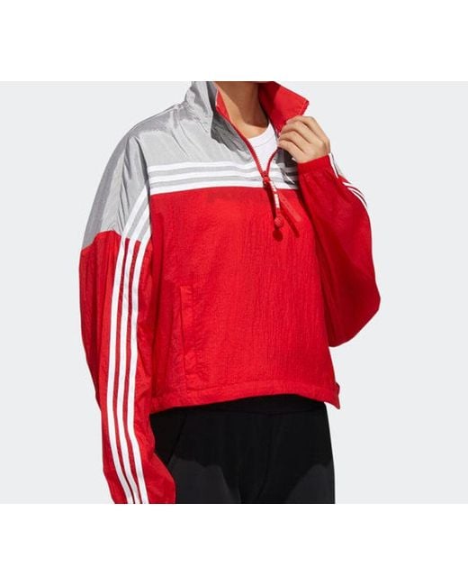 Adidas Red (Wmns) Urban Anorak Tatting Stitching Hooded Jacket