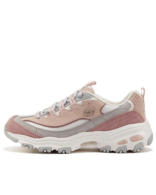 Skechers White (Wmns) D'Lites 1.0 Low Running Shoes