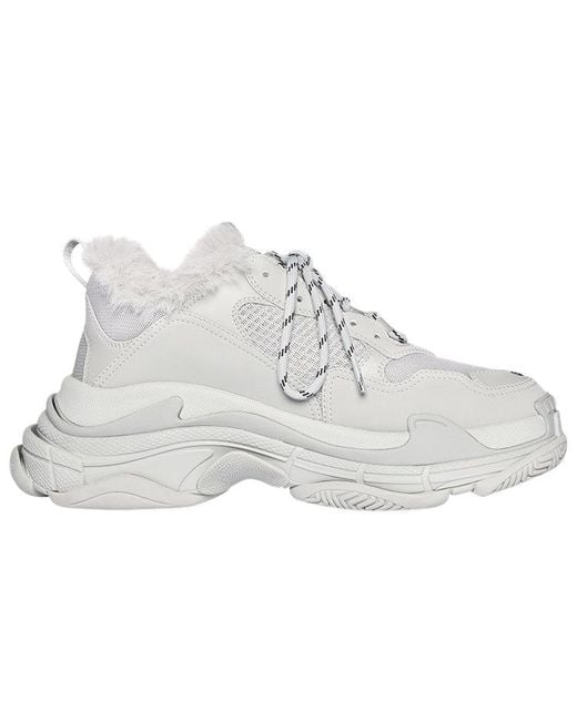 Balenciaga White (Wmns) Triple S Sneaker 'Faux Fur