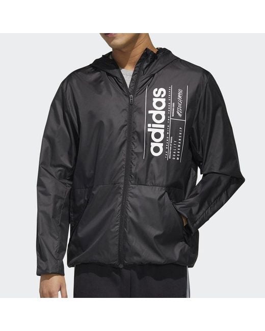 Adidas Blue Neo Alphabet Printing Training Sports Hooded Jacket for men