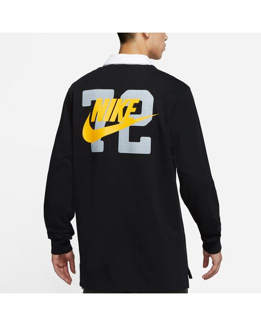 Nike Blue Sportswear Rugby Sports Printing Knit Long Sleeves Autumn Polo Shirt for men