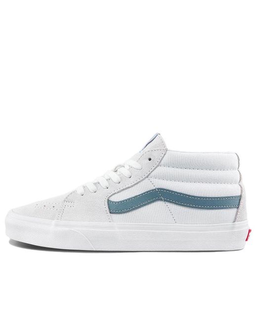 Vans White Sk8-mid Casual Wear-resistant Skateboarding Shoes for men