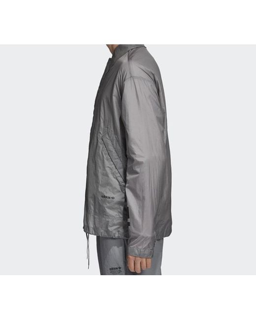 Adidas Gray Originals Nmd Webbing Logo Coach Jacket for men