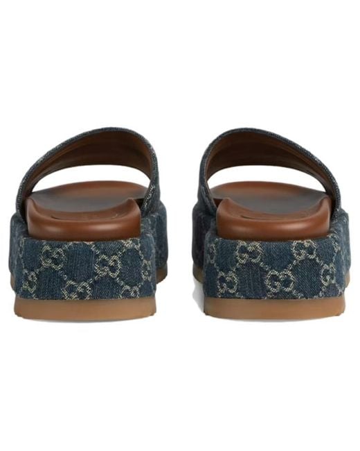Gucci Blue (Wmns) Angelina Platform 55 Mm Sandal 'Jacquard Denim'