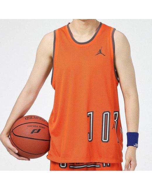 Nike Orange Sport Dna Logo Printing Reversible Breathable Basketball Sports Vest for men