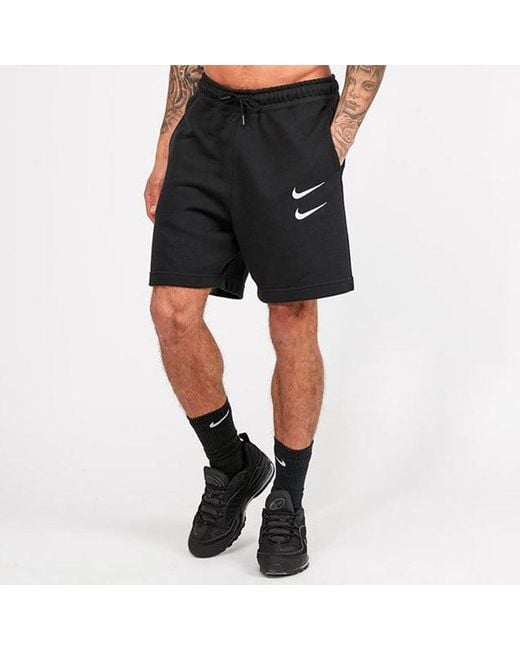 Nike Black Swoosh French Terry Short Alphabet Printing Casual Sports Shorts for men
