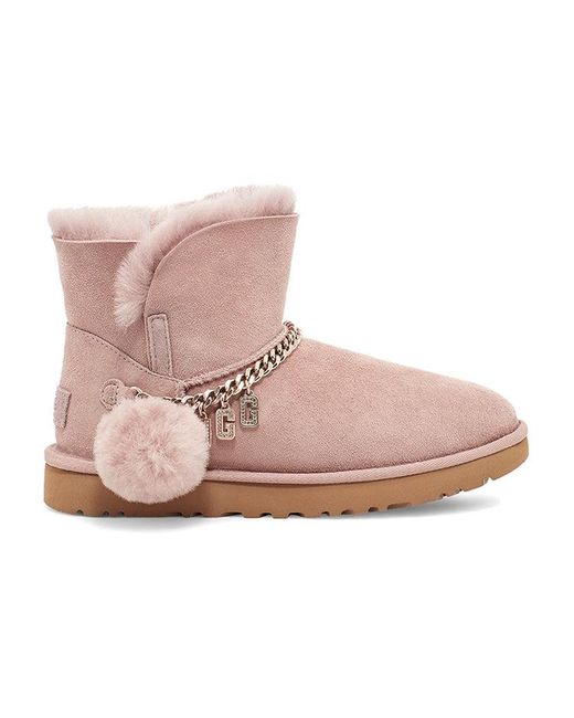 Ugg Pink (Wmns) Classic Charm Mini Stay Warm Fleece Lined