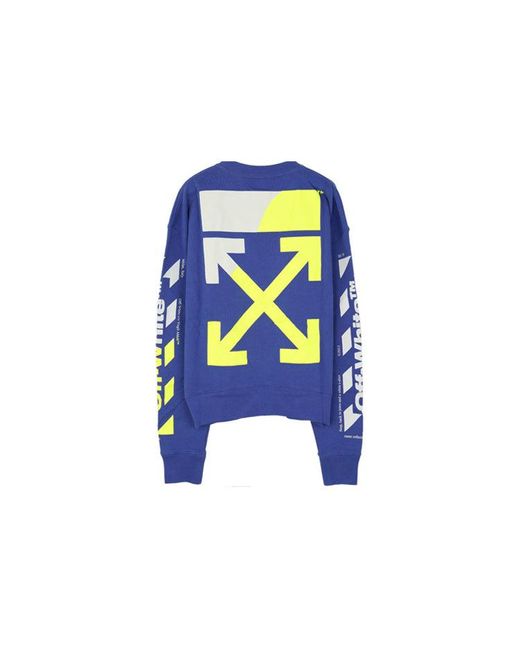 Off-White c/o Virgil Abloh Blue Ss19 Diagonals Crew Neck Sweater for men