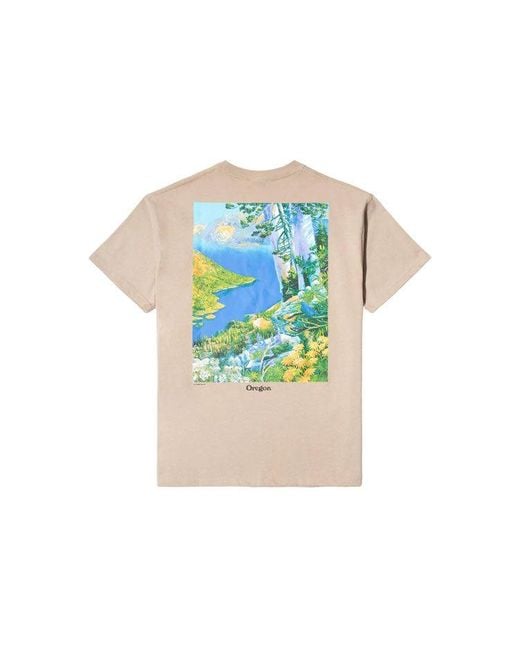 Nike Blue Acg Landscape Pattern Printing Round Neck Short Sleeve Khaki T-Shirt for men