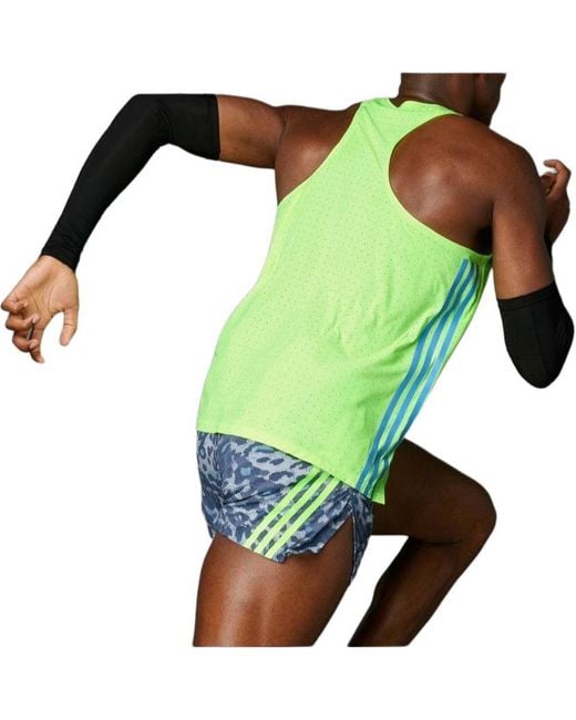 Adidas Green Adizero Road To Records Singlet Asia Sizing 'Lucid Lemon' for men
