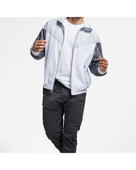 Nike Blue Sports Windproof Colorblock Hooded Jacket for men