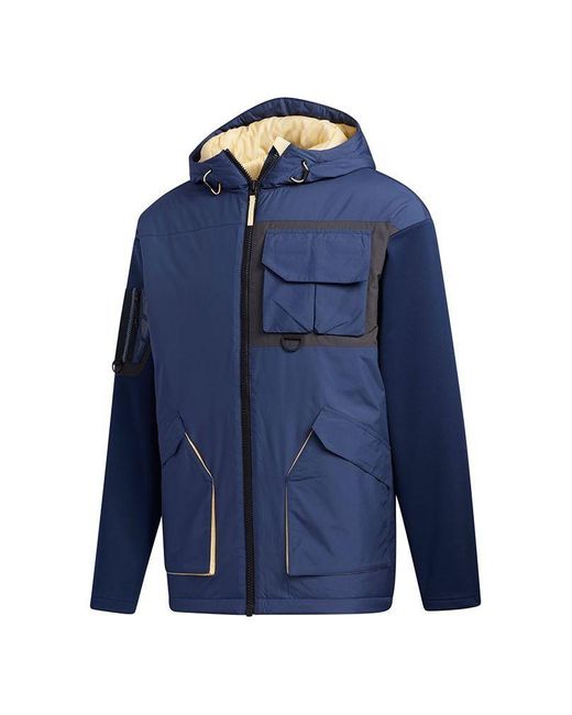 Adidas Blue Urban Pad Jkt Outdoor Sports Hooded Jacket for men