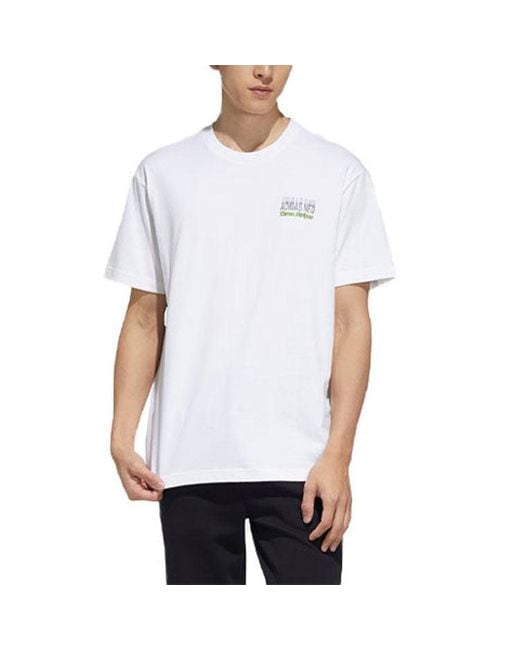Adidas White Neo Alphabet Micro Mark Round Neck Short Sleeve T-Shirt for men