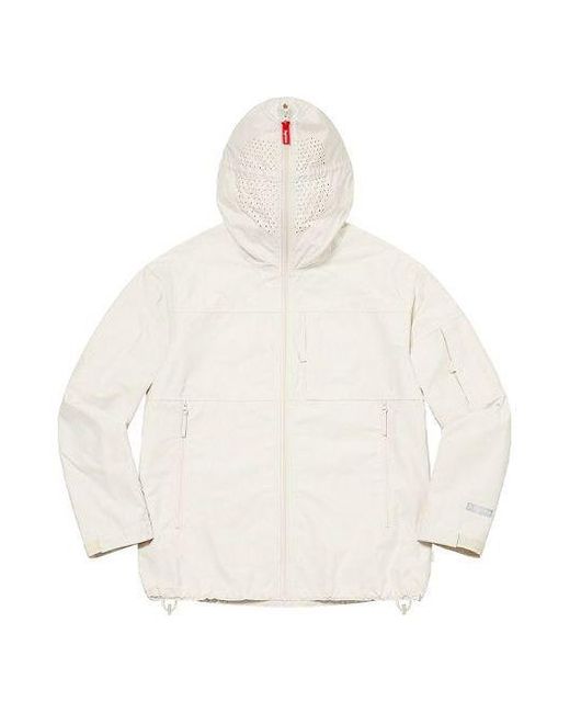 Supreme White Full Zip Facemask Jacket for men