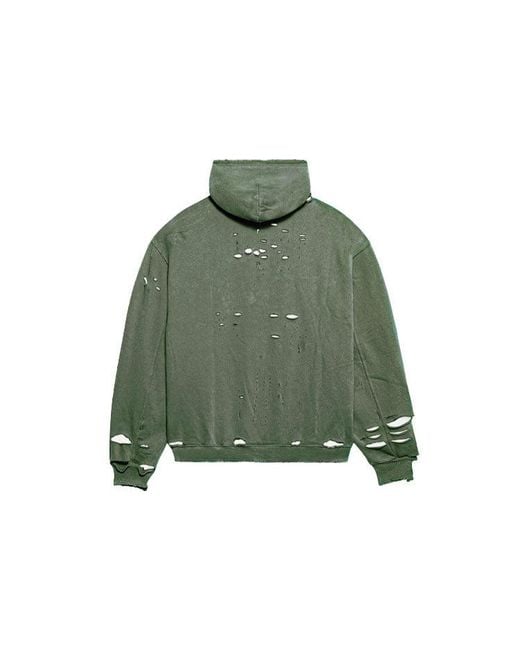 Balenciaga Green Caps Destroyed Hoodie for men