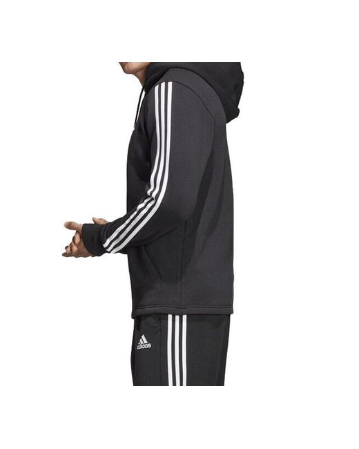 Adidas Black Printing Sports Fleece Lined Hooded Knit Jacket for men