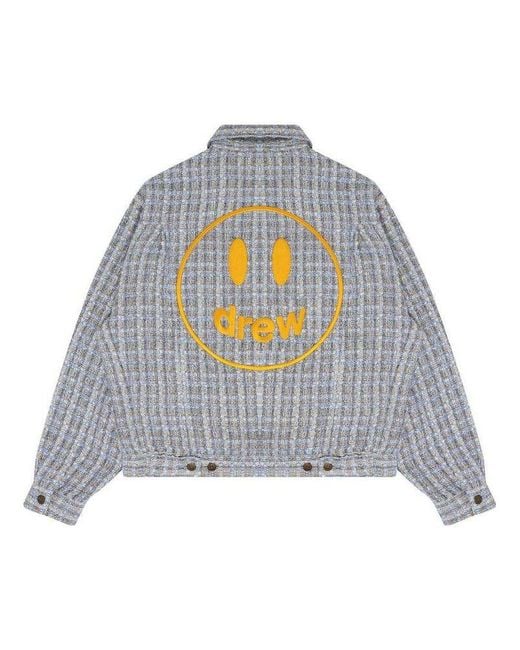 Drew House Gray Boucle Mascot Oversized Trucker Jacket for men