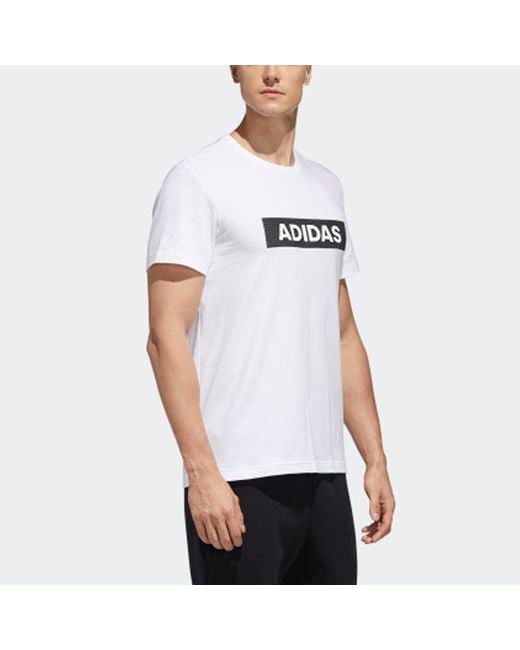 Adidas White M Gfx T Lng Box Contrasting Colors Logo Sports Round Neck Short Sleeve for men
