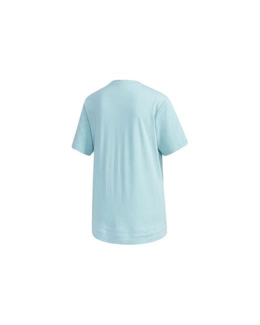 Adidas Blue (Wmns) Neo Logo Printing Training Sports Loose Round Neck Short Sleeve