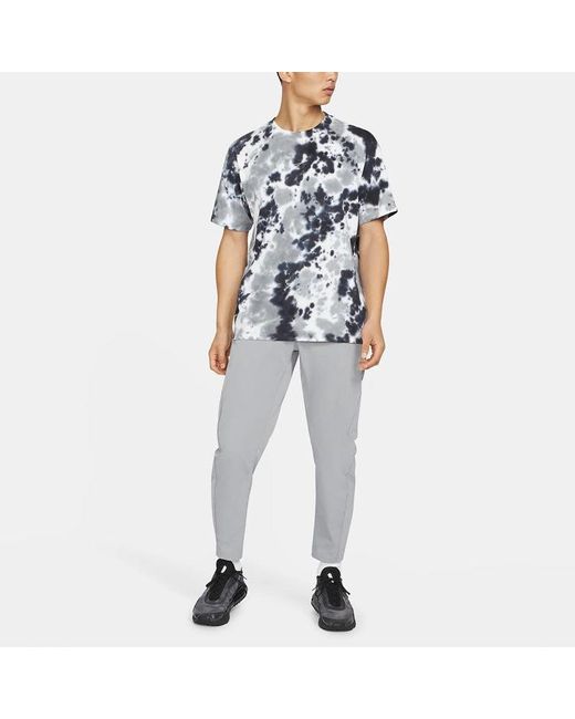 Nike Blue Sportswear Sports Loose Tie Dye Printing Round Neck Short Sleeve for men