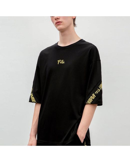 Fila Black Loose Short Sleeve Couple Style