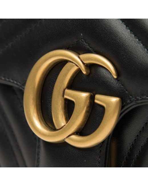 Gucci Black (Wmns) Gg Marmont Leather Single-Shoulder Chain Bag Mini