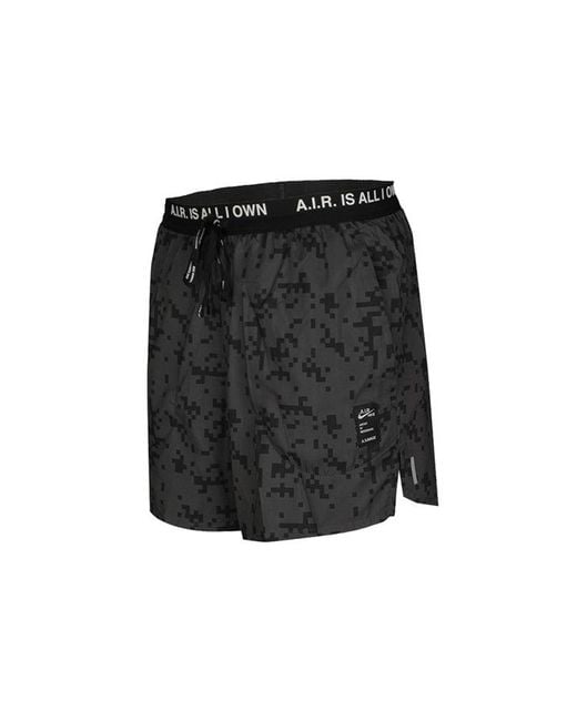 Nike Black Alphabet Pattern Loose Lacing Sports Shorts for men