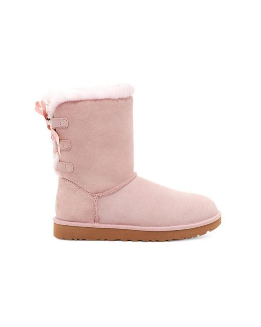 Ugg Pink Short Bow Stiefel Snow Boots Crystal