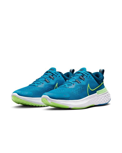Nike Blue React Miler 2 'Imperial Lime Glow' for men
